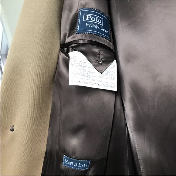 Vintage Polo Ralph Lauren Tan Trench Overcoat Wool - Picture 7 of 8